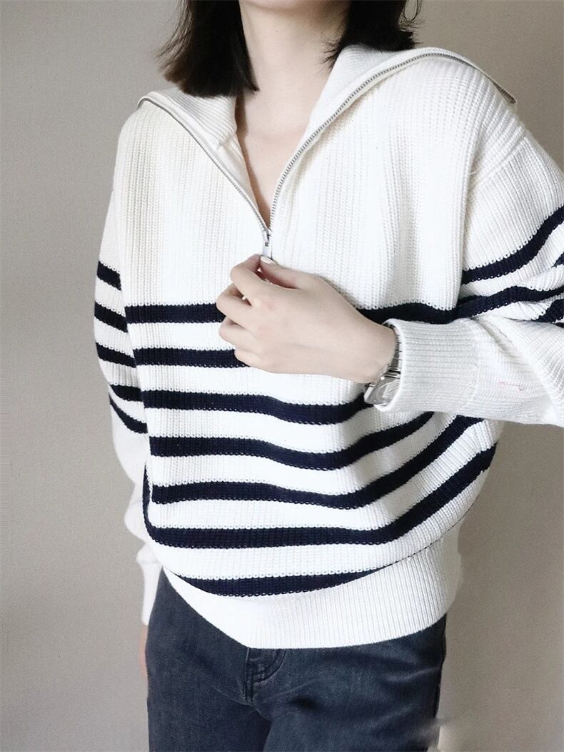【tops】ボーダー柄ニットセーター　M18703