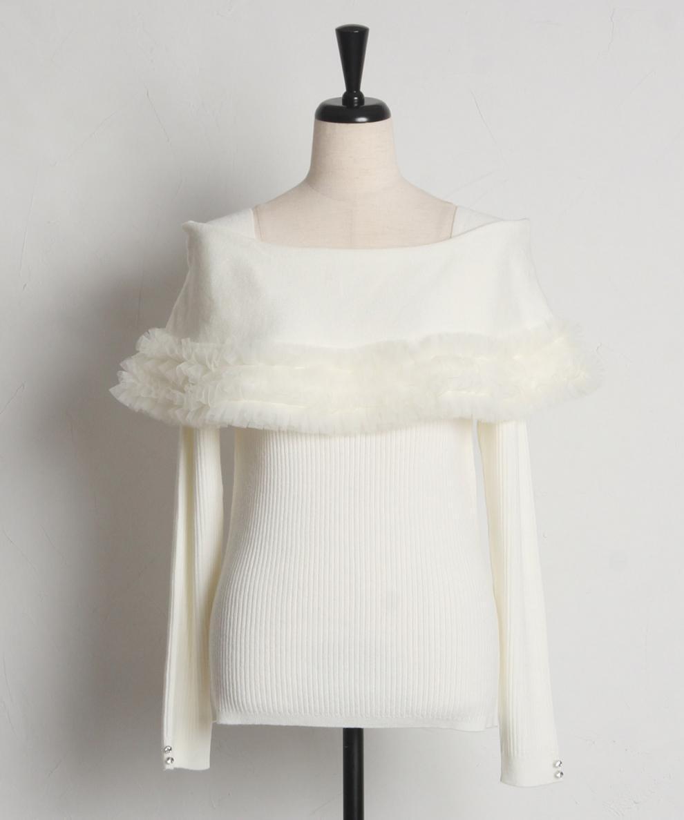 【tops】ギャザーフリルニットトップス　M28150