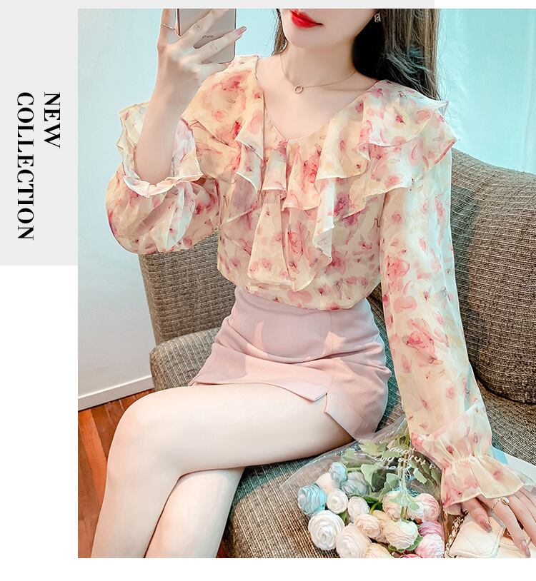 【tops】花柄シャツトップス　M18479
