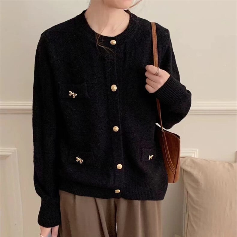 【outer】クルーネックニットカーデ　M25851