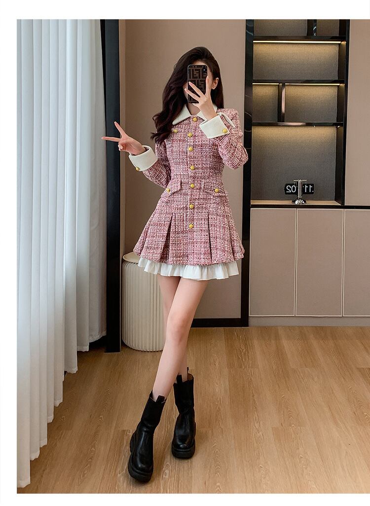 【dress】ツイードドッキングワンピース　M18135