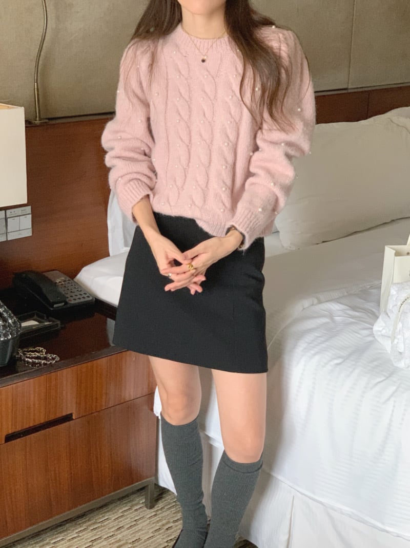 【tops】クルーネックニットセーター　M19019