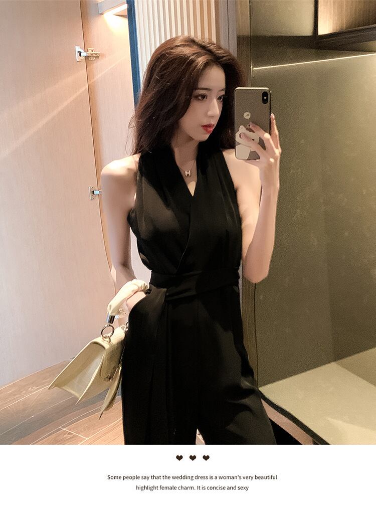 【set】気質満点レトロ夏着痩せハイウエストオールインワン G0709