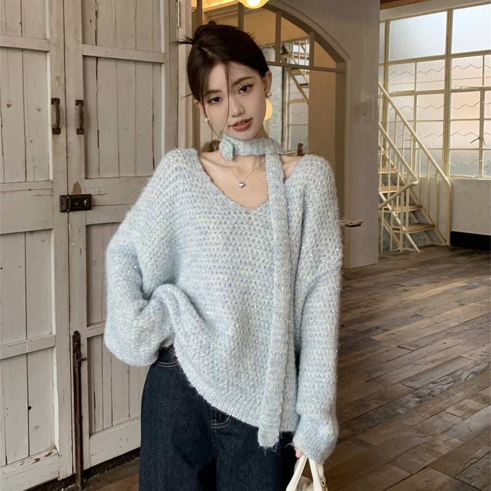 【tops】Vネックニットセーター　M27059