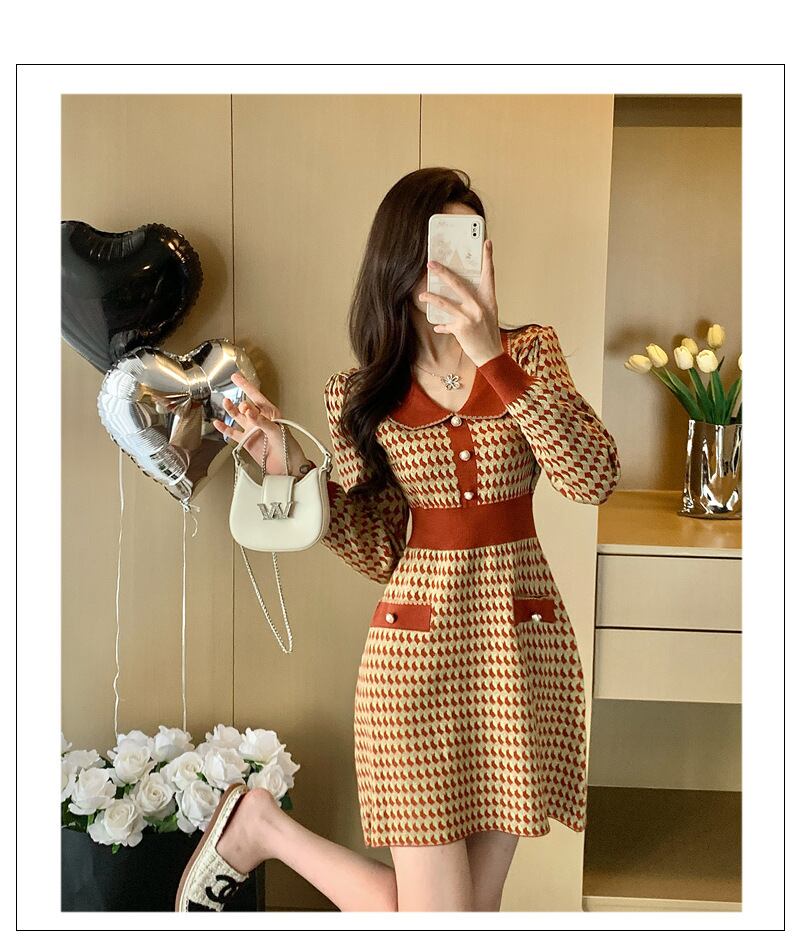 【dress】ジャカードニットワンピース　M28390