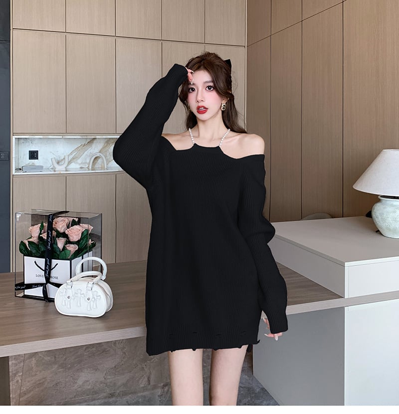 【dress】オフショルダーニットワンピース　M18621