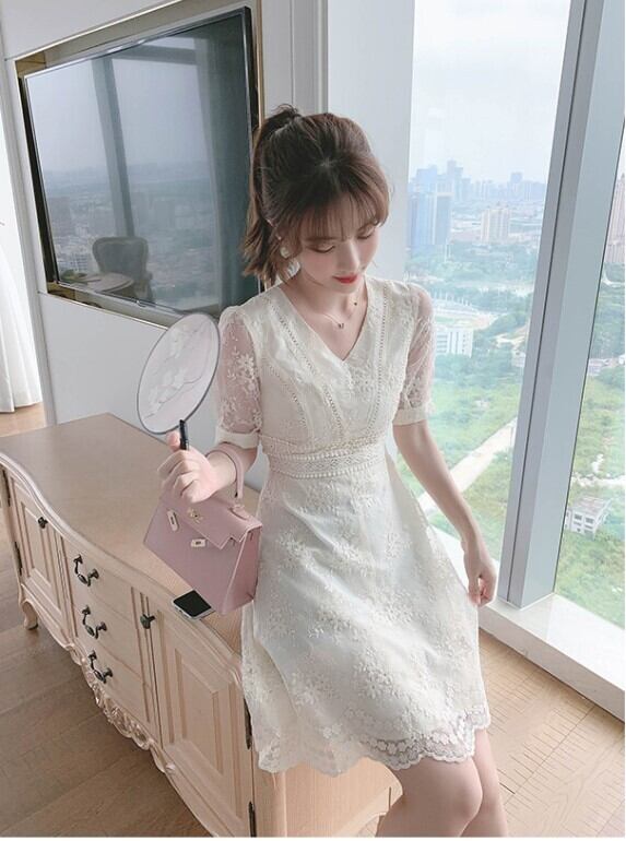 【dress】美人度アップ!気質満点レーススウィート夏 着痩せワンピース G0547