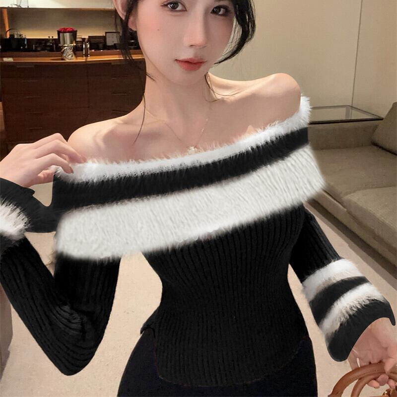 【tops】ボートネックニットトップス　M27705