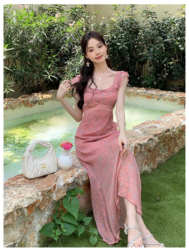 【dress】フリル花柄ワンピース　M25208