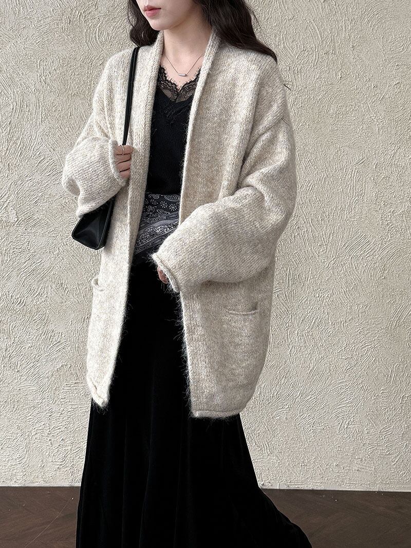 【outer】ロングニットカーディガン Q7301
