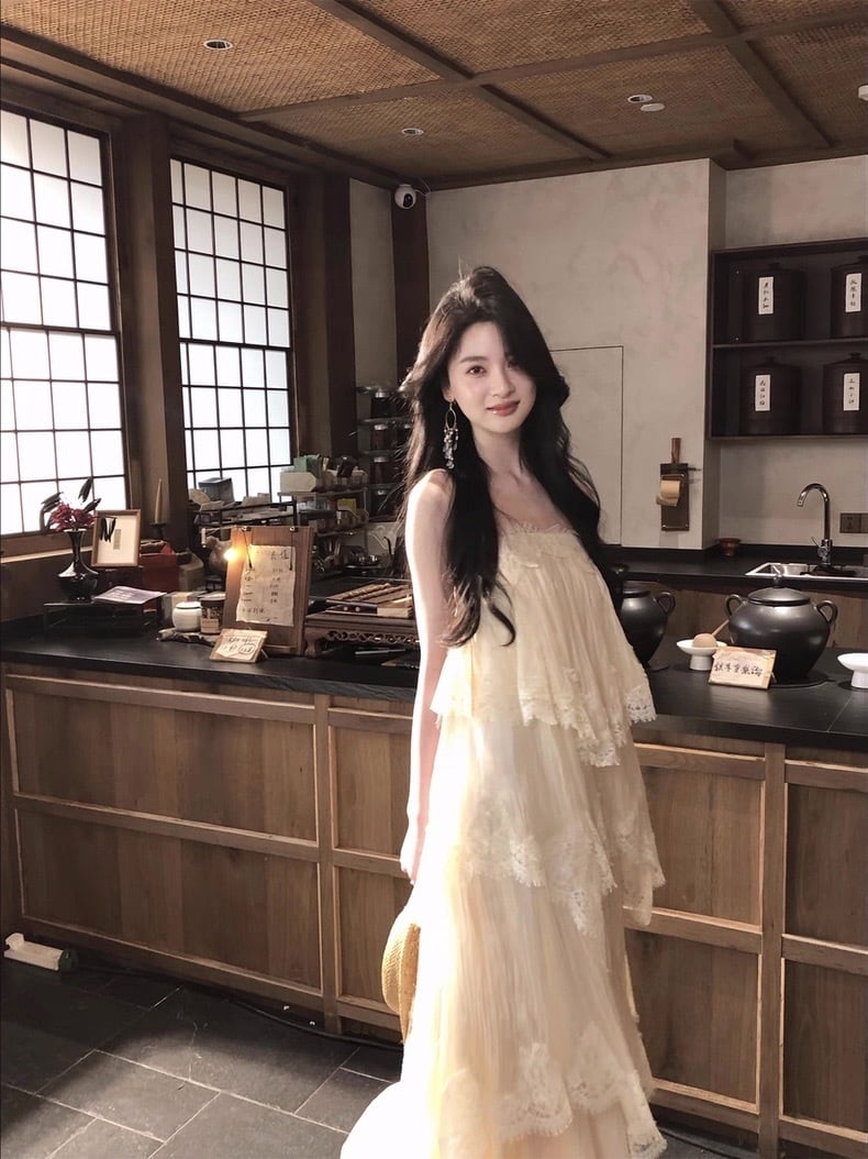 【dress】ティアードロングキャミワンピース Q8358