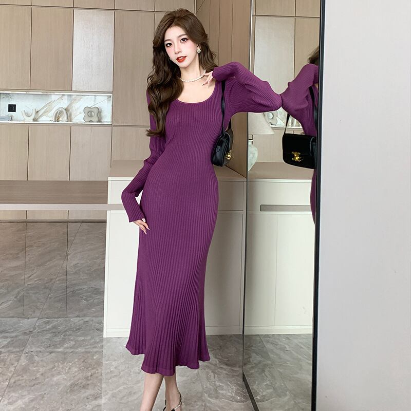 【dress】無地ニットワンピース　M18293