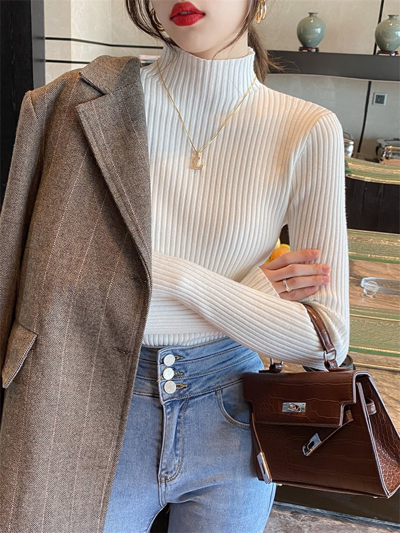 【tops】無地ニットトップス　M26788
