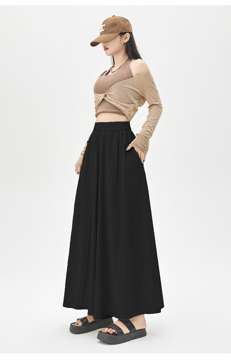 【bottoms】3色ウエストゴムガウチョパンツF7490