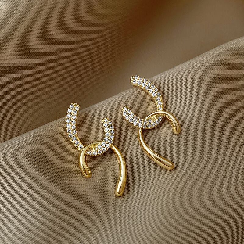 【小物】魅力的 chicエレガントファッションラインストーンピアスアクセサリー