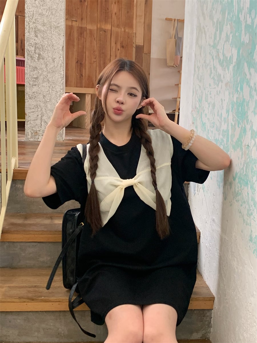 【dress】リボン付きワンピース　M25038