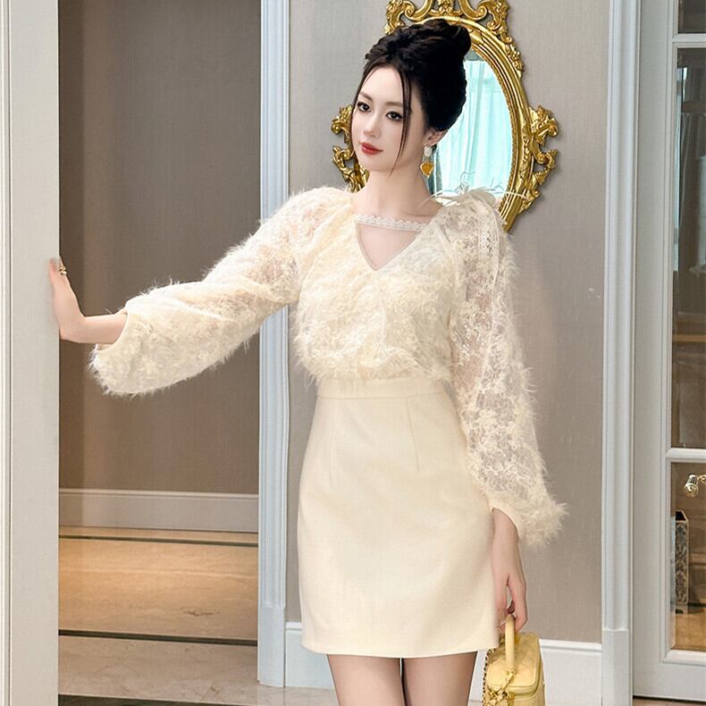 【dress】Vネックドッキングワンピース　M27370