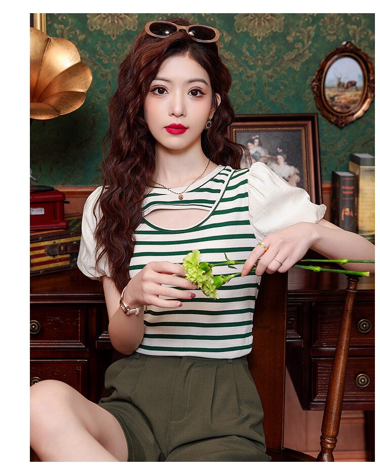 【tops】ストライプ柄TシャツG20923