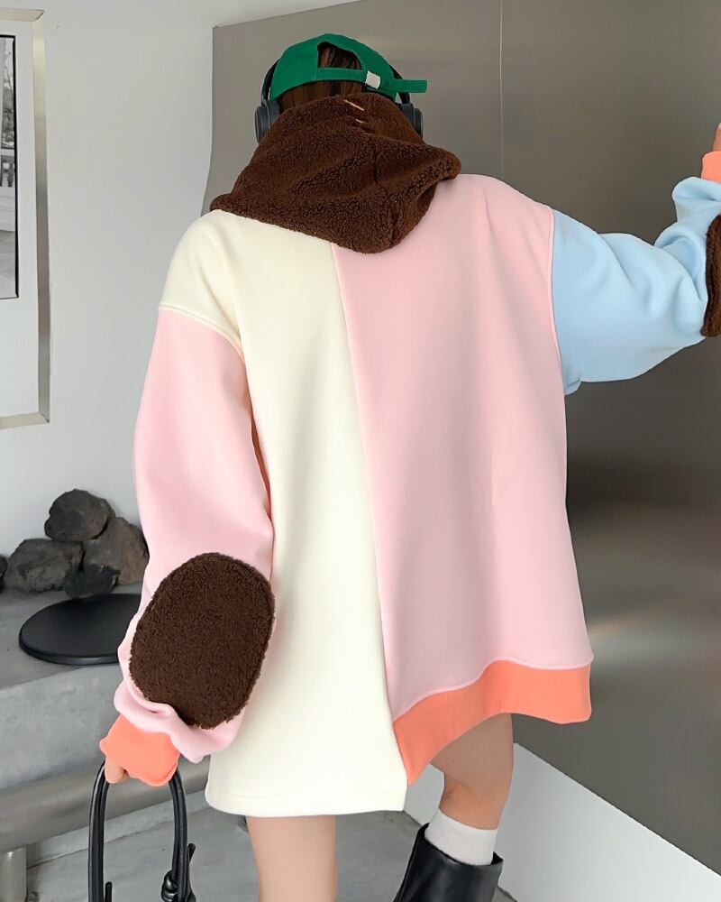 【tops】切り替え裏起毛フーディー      N2161