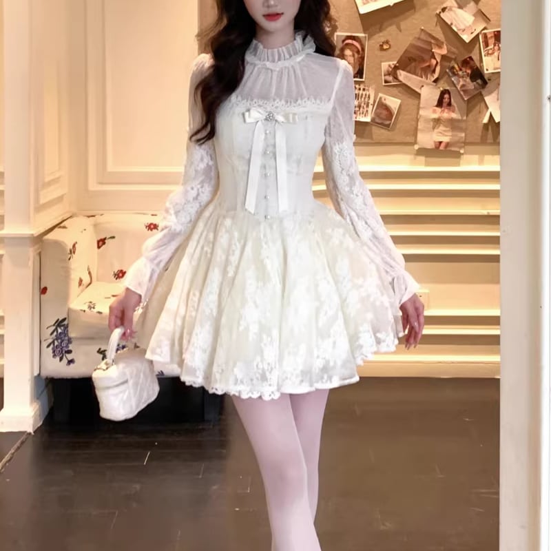 【dress】フレアレースワンピース Q7800