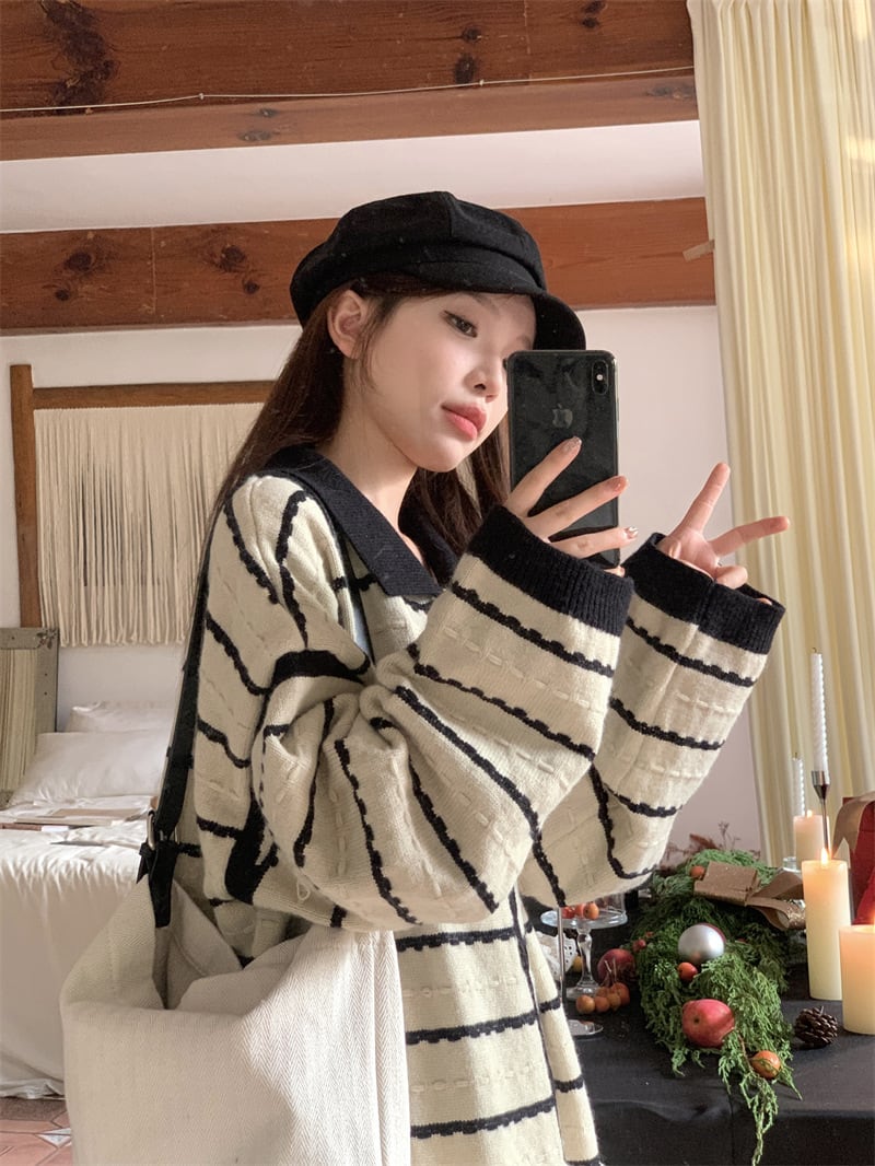 【dress】ボーダー柄ニットワンピース　M28643