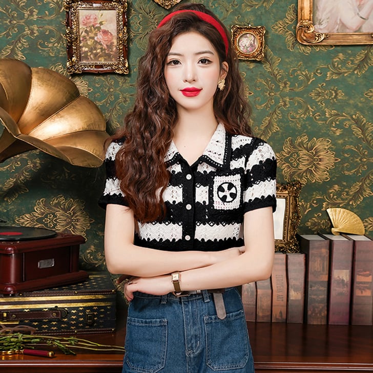 【tops】ストライプ柄ニットトップスG20450