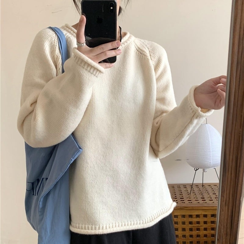 【tops】クルーネックニットセーター　M18672