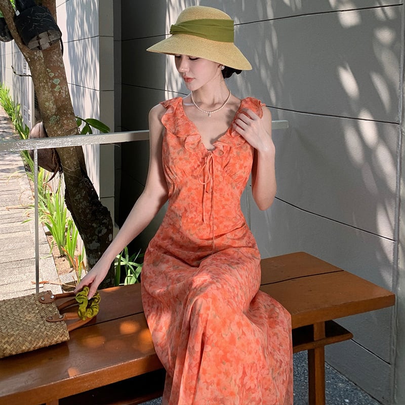 【dress】フリル花柄ワンピース　M24716