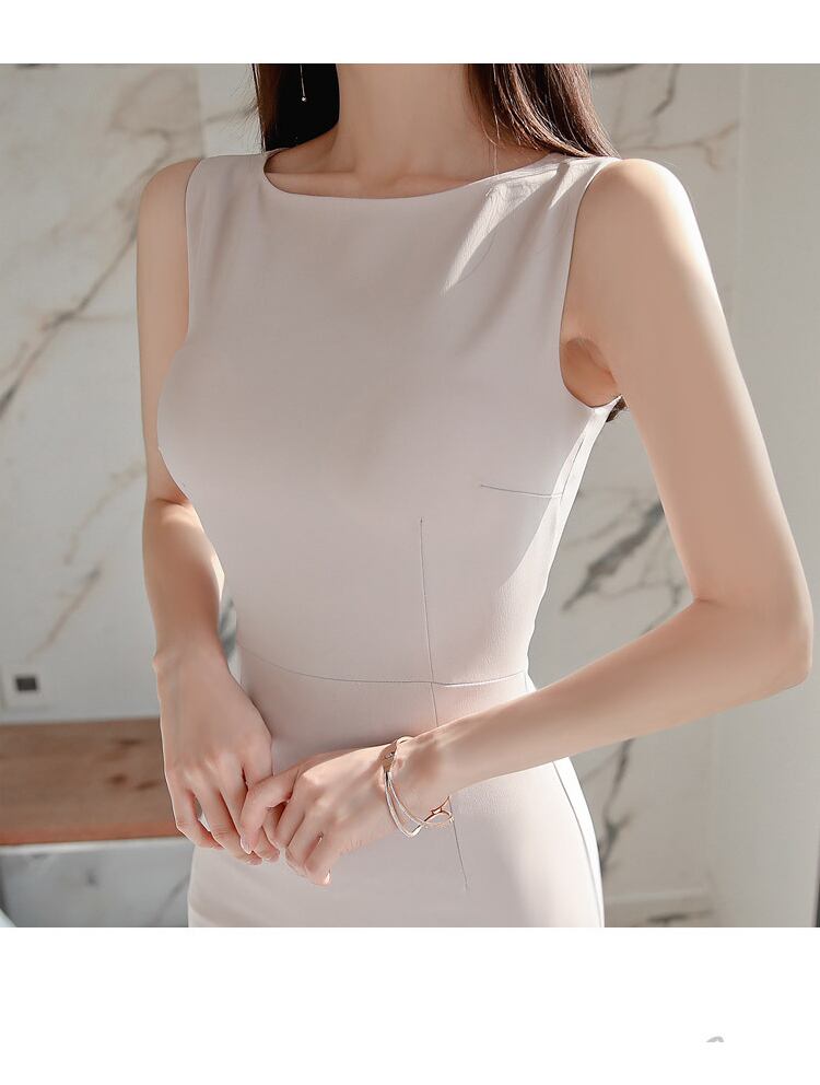 【dress】好感度UP!気質満点シンプル不規則フリルセクシースリットワンピース