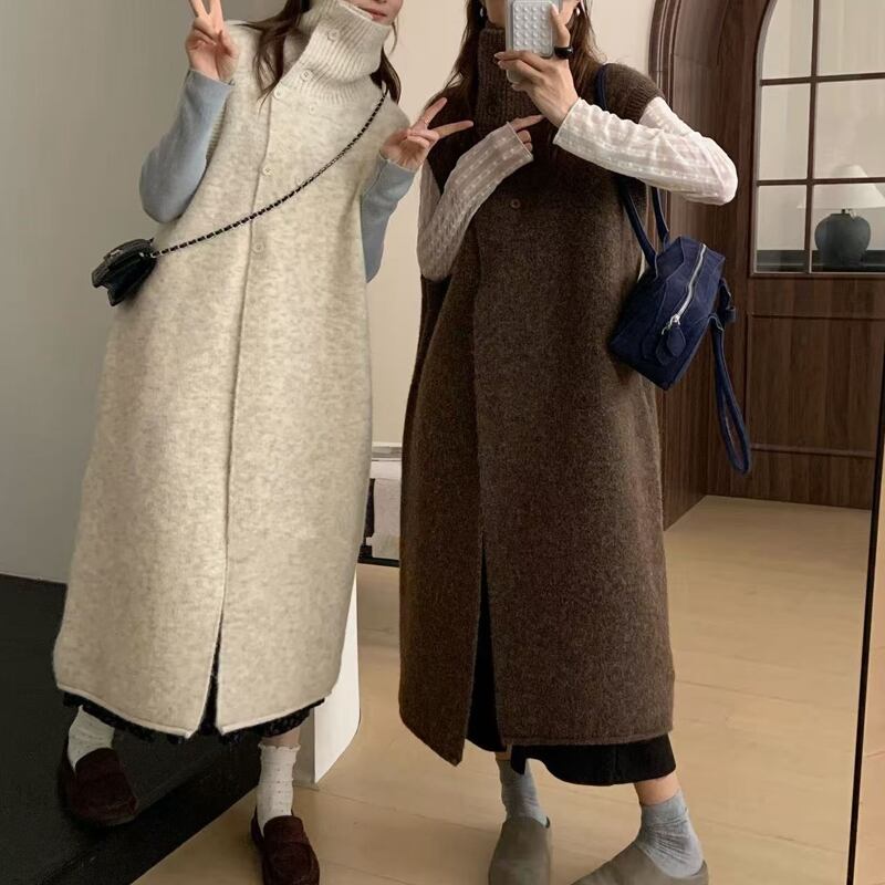 【outer】ハイネックロングニットカーディガン Q7328