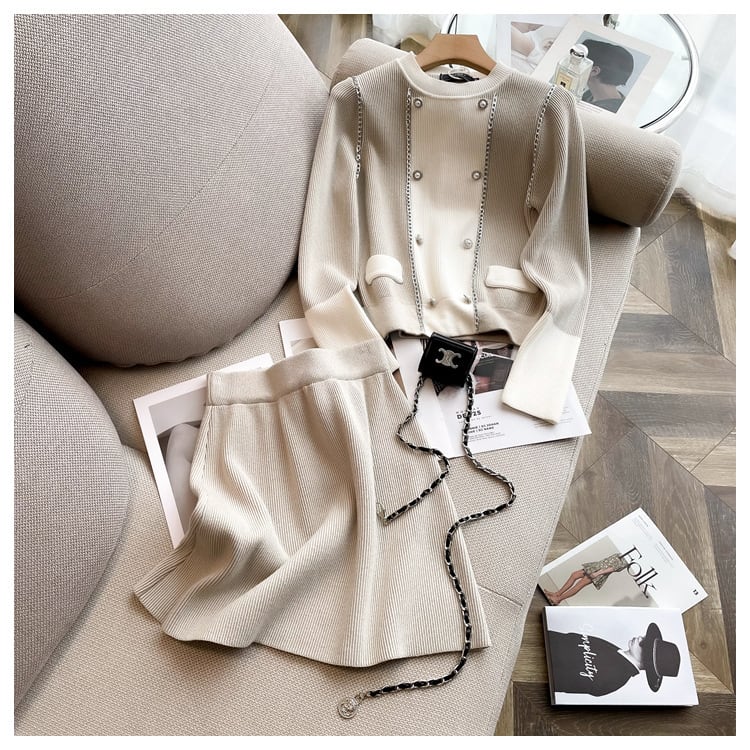【set】ニットセーター×スカートセット　M25548