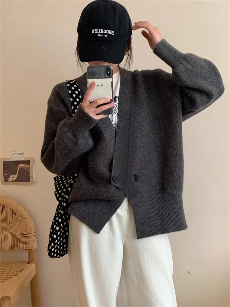 【outer】Vネックニットカーデ　M25974