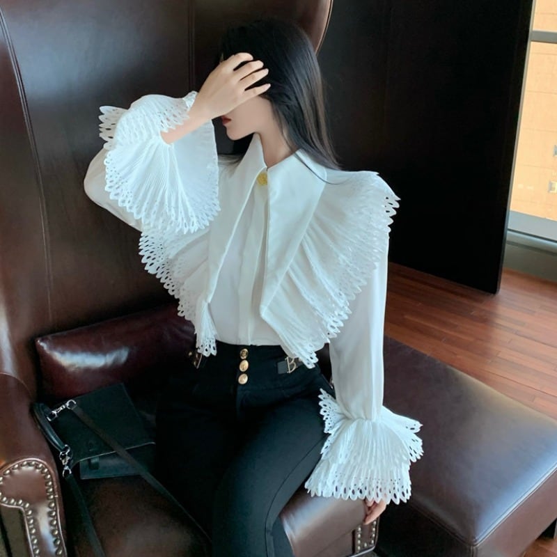 【tops】フレアスリーブ ギャザーブラウスG19955