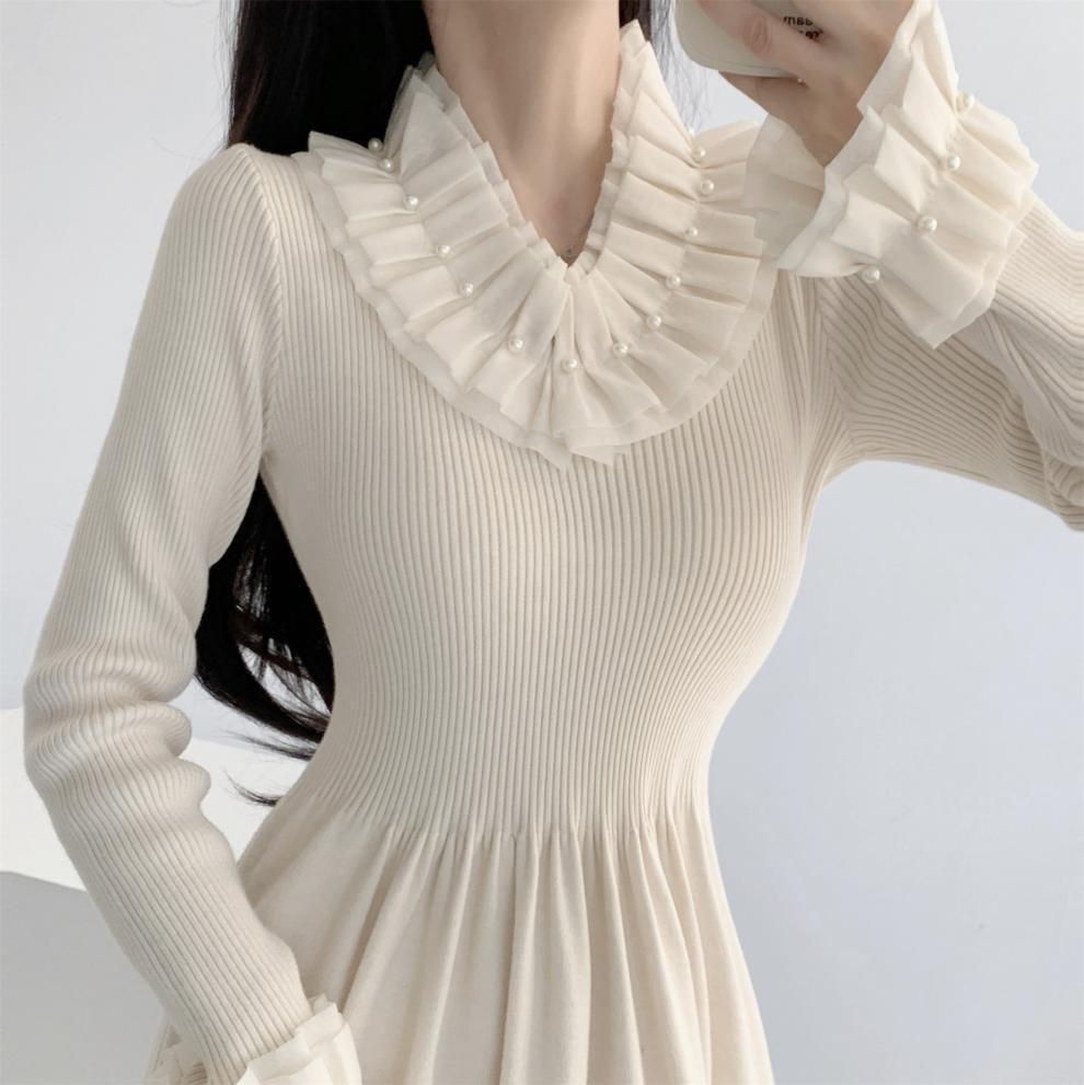 【dress】パール切り替えワンピース　M26278