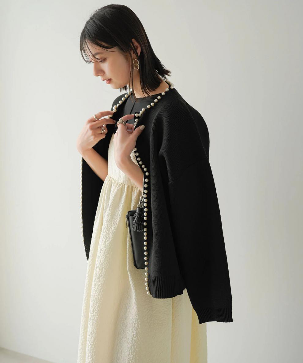 【outer】パールニットカーデ　M25572