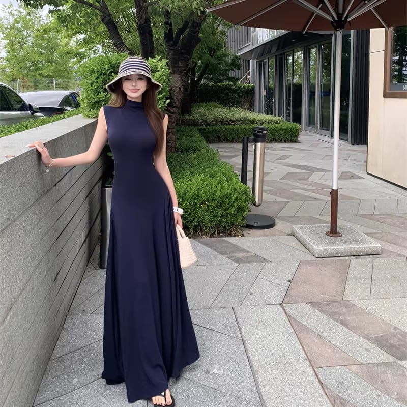 【dress】ノースリーブロングワンピース Q8262