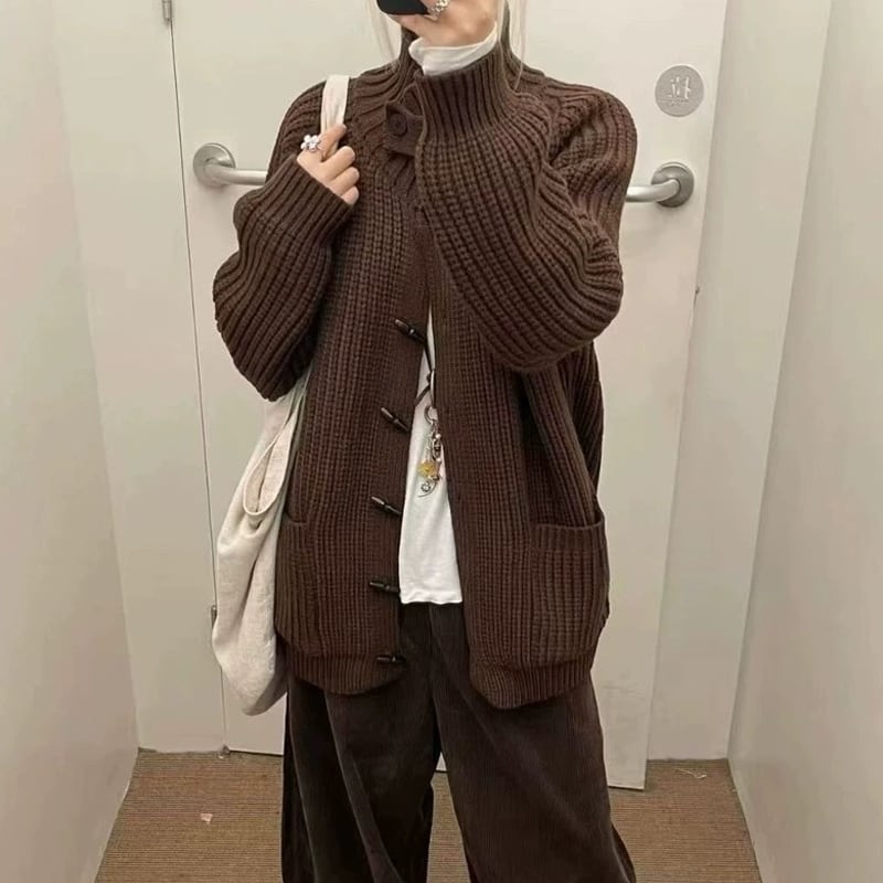 【outer】ハイネックニットカーディガン Q7397