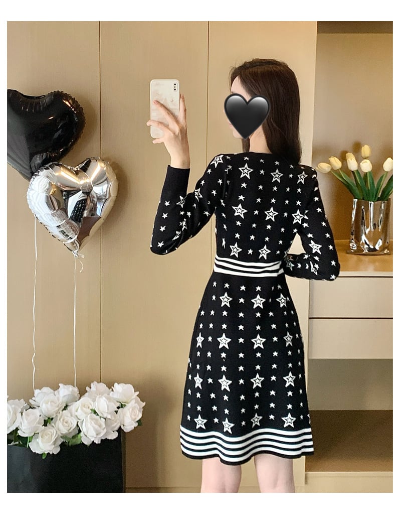 【dress】ジャカードニットワンピース　M28361