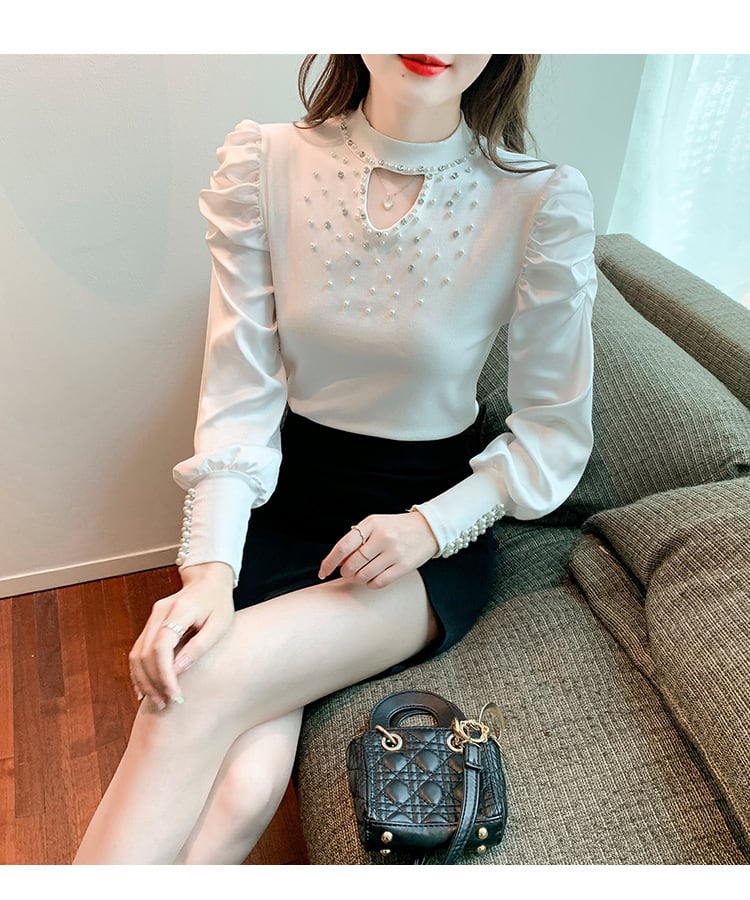 【tops】パールカットワークトップス　M29382