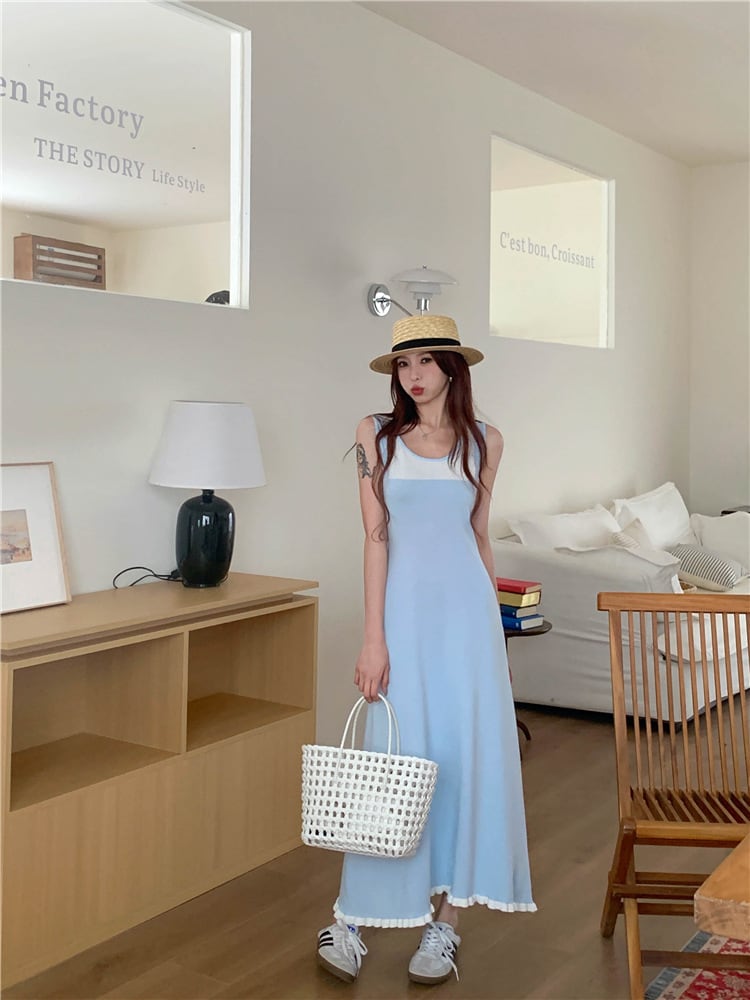 【dress】偽二つ切り替えニットキャミワンピース G20518