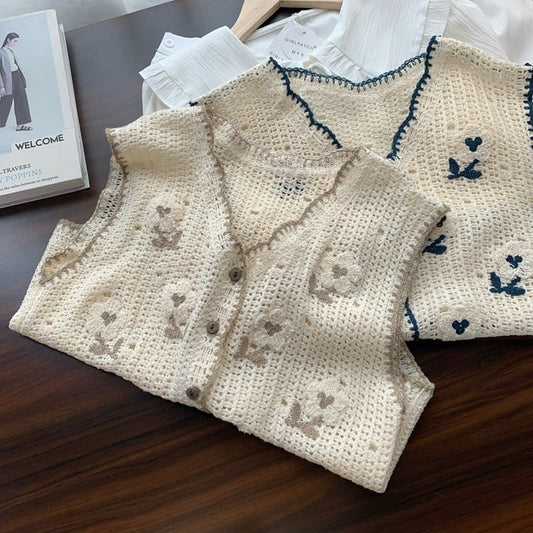 【tops】ジャカードニットベスト　M29422