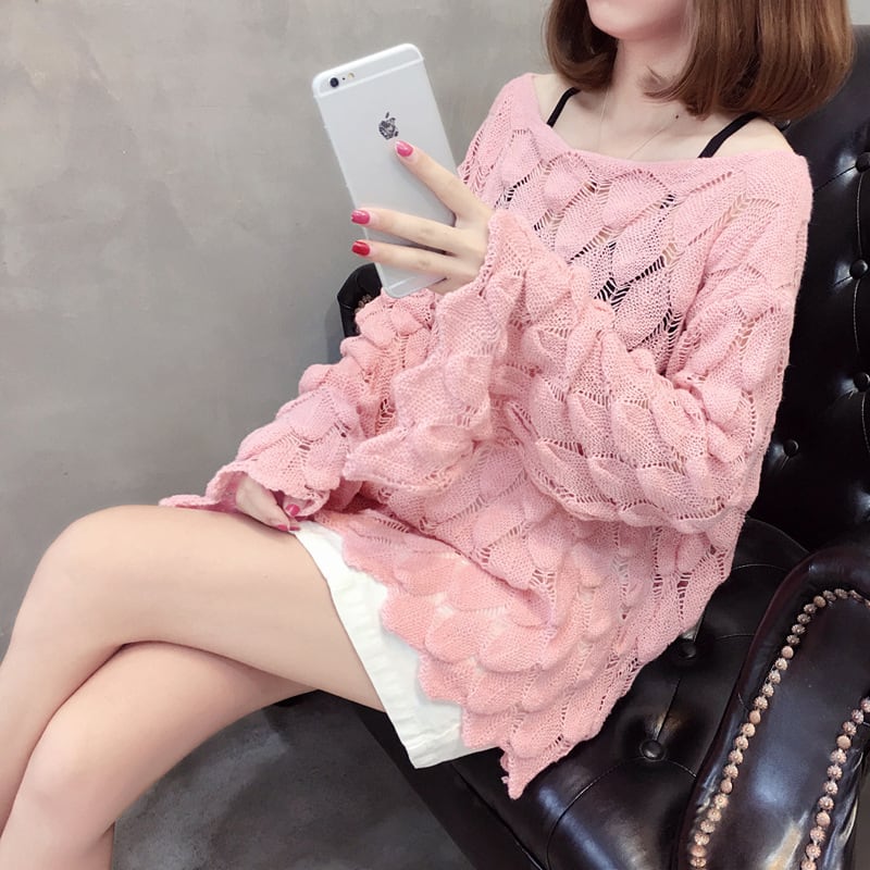 【tops】カットワークニットセーター　M18155