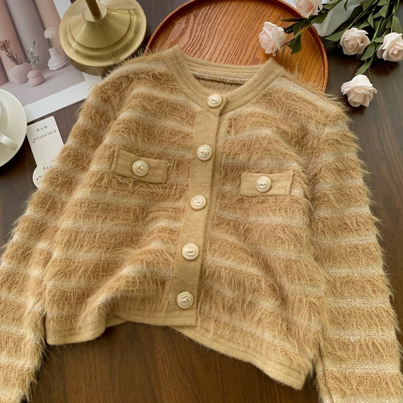 【outer】クルーネックニットカーデ　M27211
