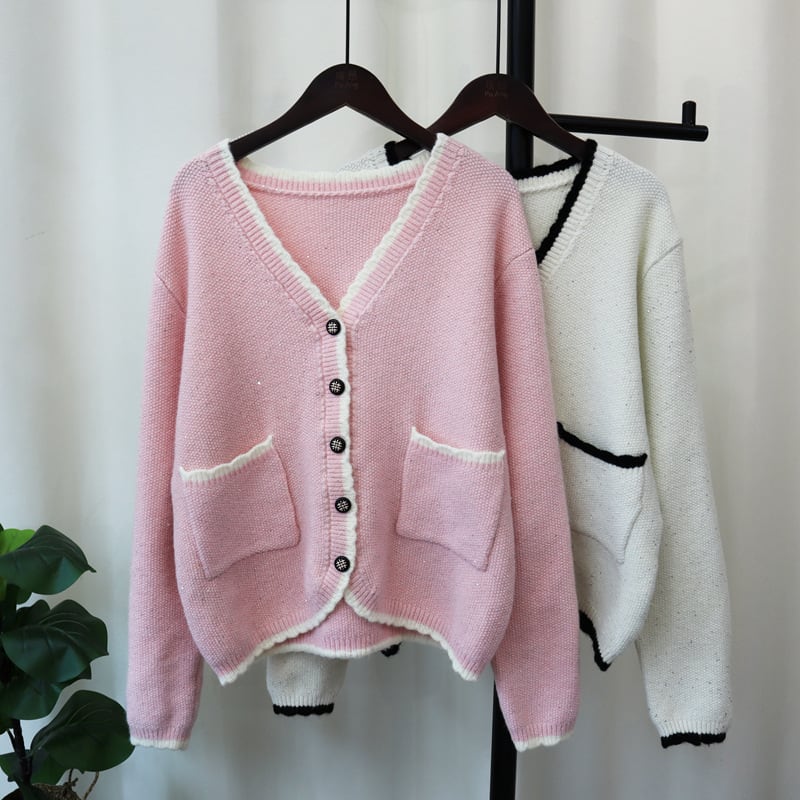 【outer】Vネックニットカーデ　M25697