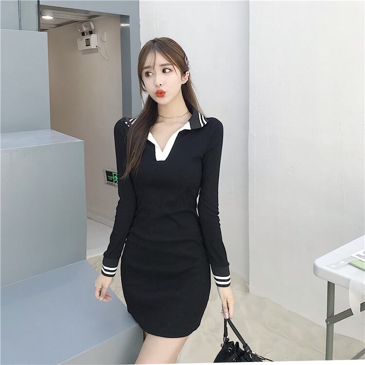 【dress】ファッション! 韓国系シンプル ギャル秋着痩せタイトワンピース G1925