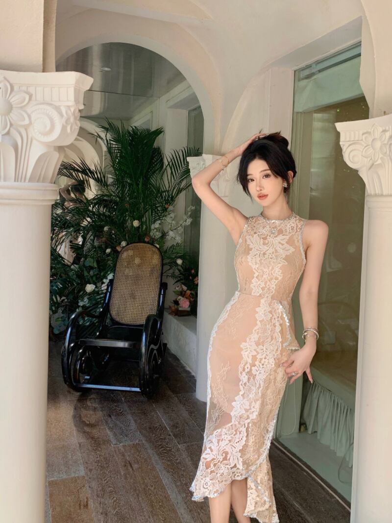 【dress】レースノースリーブワンピース　M24290
