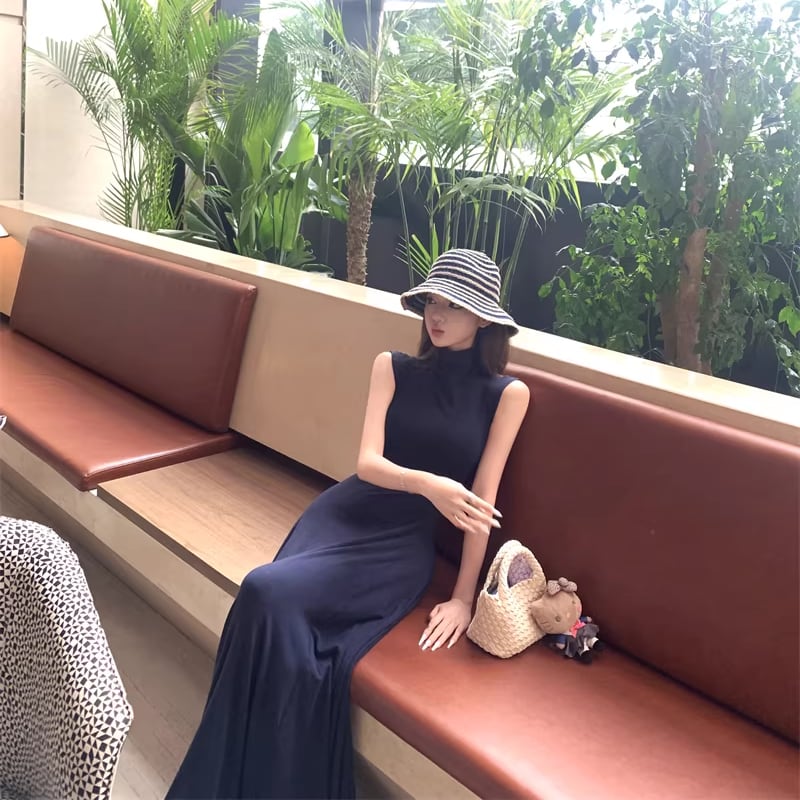【dress】ノースリーブロングワンピース Q8262