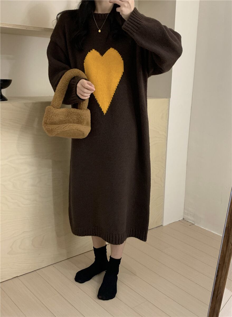 【dress】ハート柄ニットワンピース 　N2240