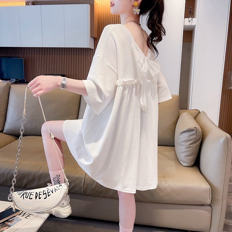 【tops】リボン付きTシャツ　M24349