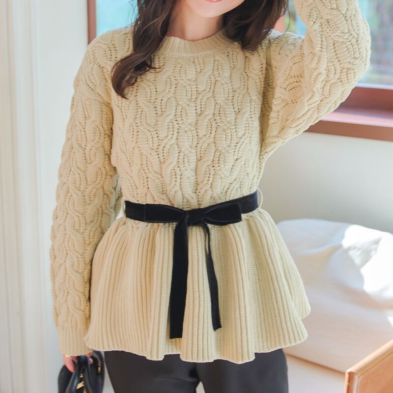 【tops】ペプラムニットセーター　M28783